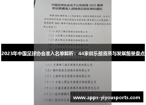 2023年中国足球协会准入名单解析：44家俱乐部资质与发展前景盘点